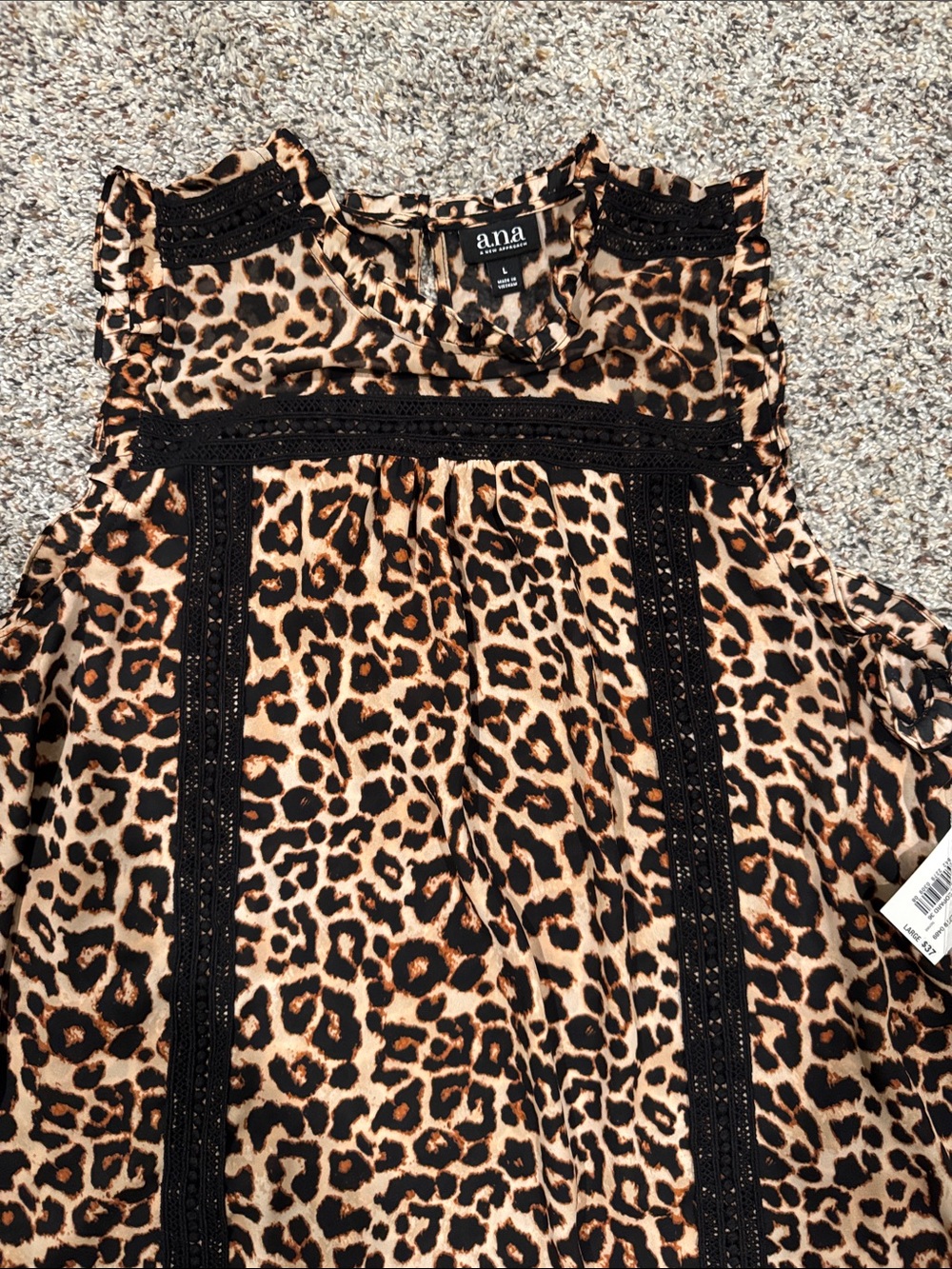 a.n.a Leopard Print Lace-Trim Sleeveless Camisole in Brown and Black - Picture 3 of 5